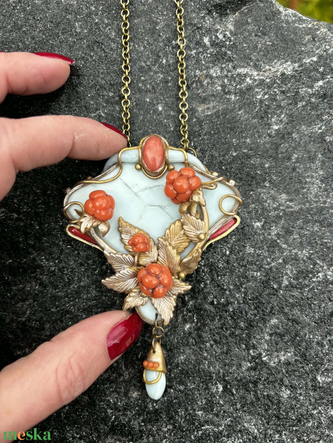 Antik málnás nyaklánc - ékszer - nyaklánc - medálos nyaklánc - Meska.hu
