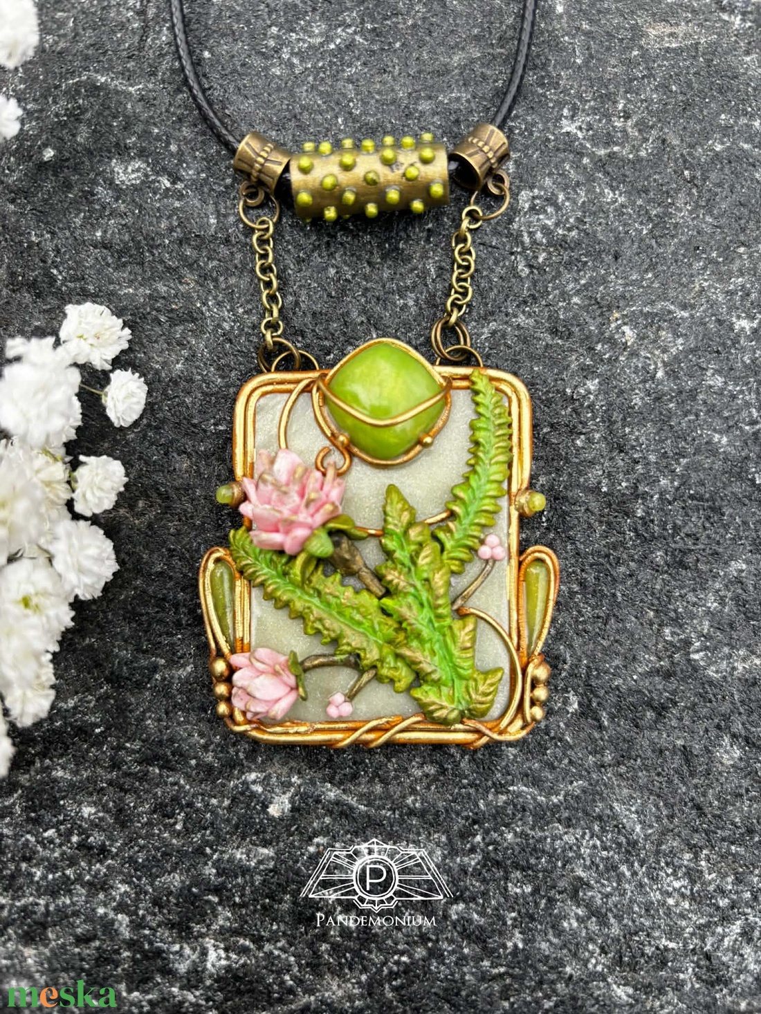 Páfrány nyaklánc - ékszer - nyaklánc - medálos nyaklánc - Meska.hu