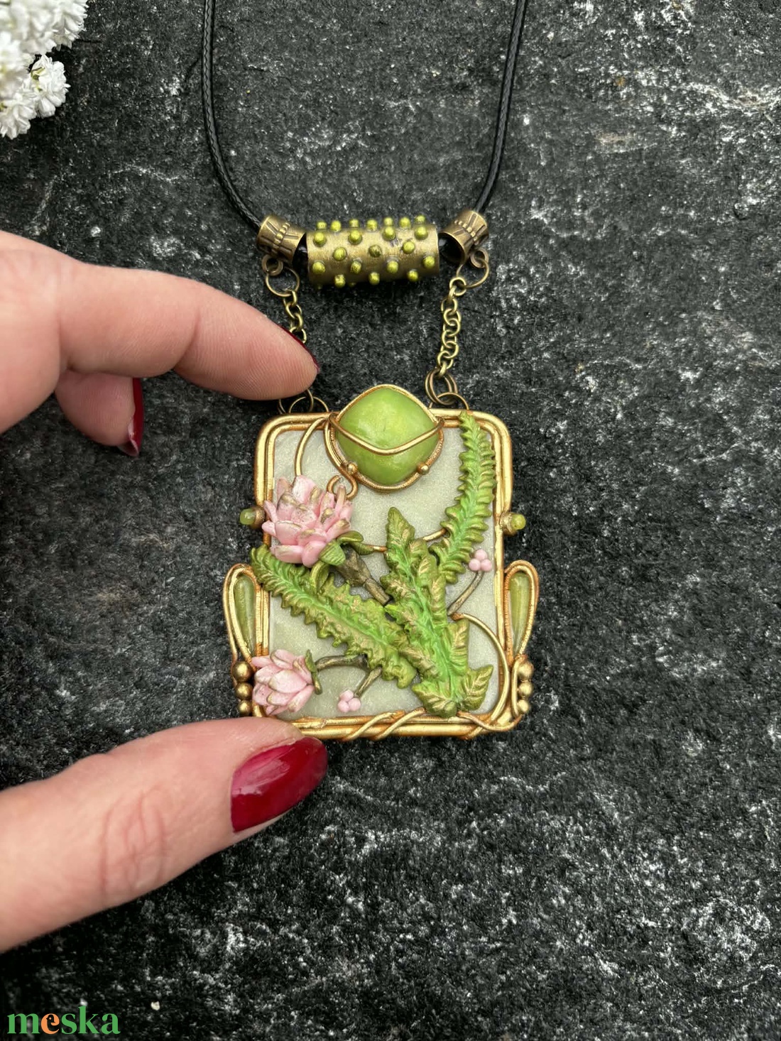 Páfrány nyaklánc - ékszer - nyaklánc - medálos nyaklánc - Meska.hu