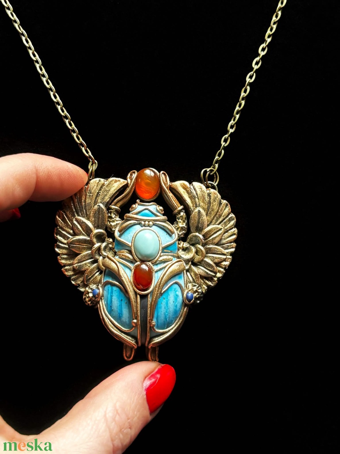 Scarabeus nyaklánc - ékszer - nyaklánc - medálos nyaklánc - Meska.hu