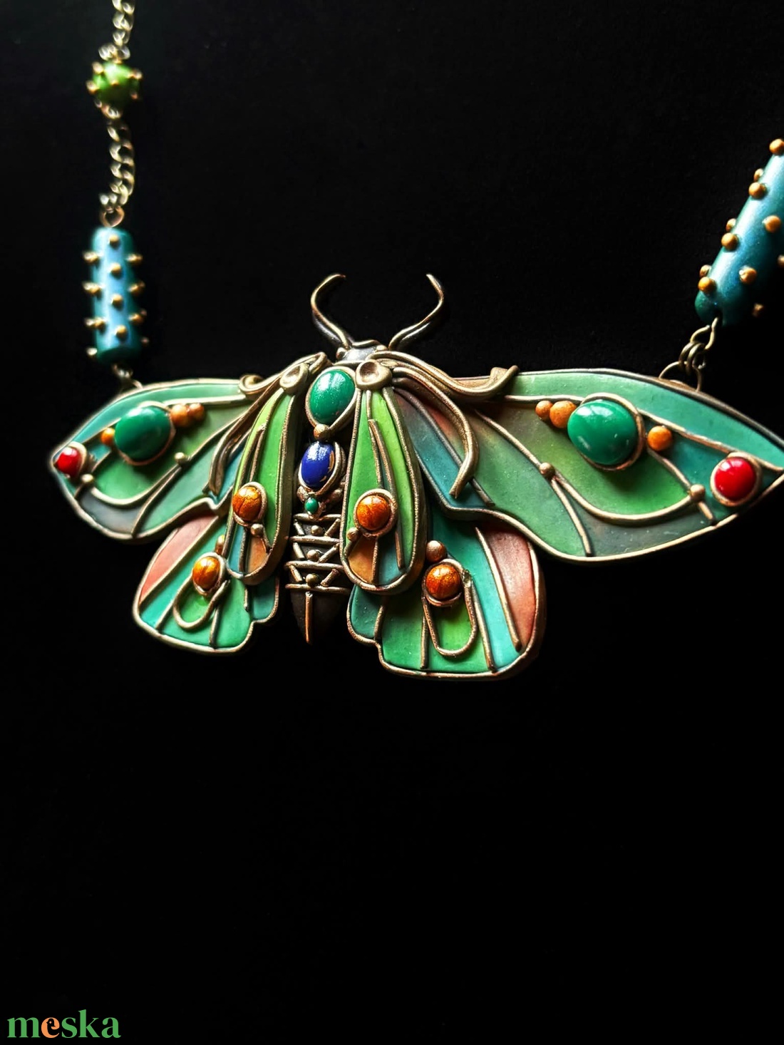 Zöld pillangós nyaklánc - ékszer - nyaklánc - medálos nyaklánc - Meska.hu