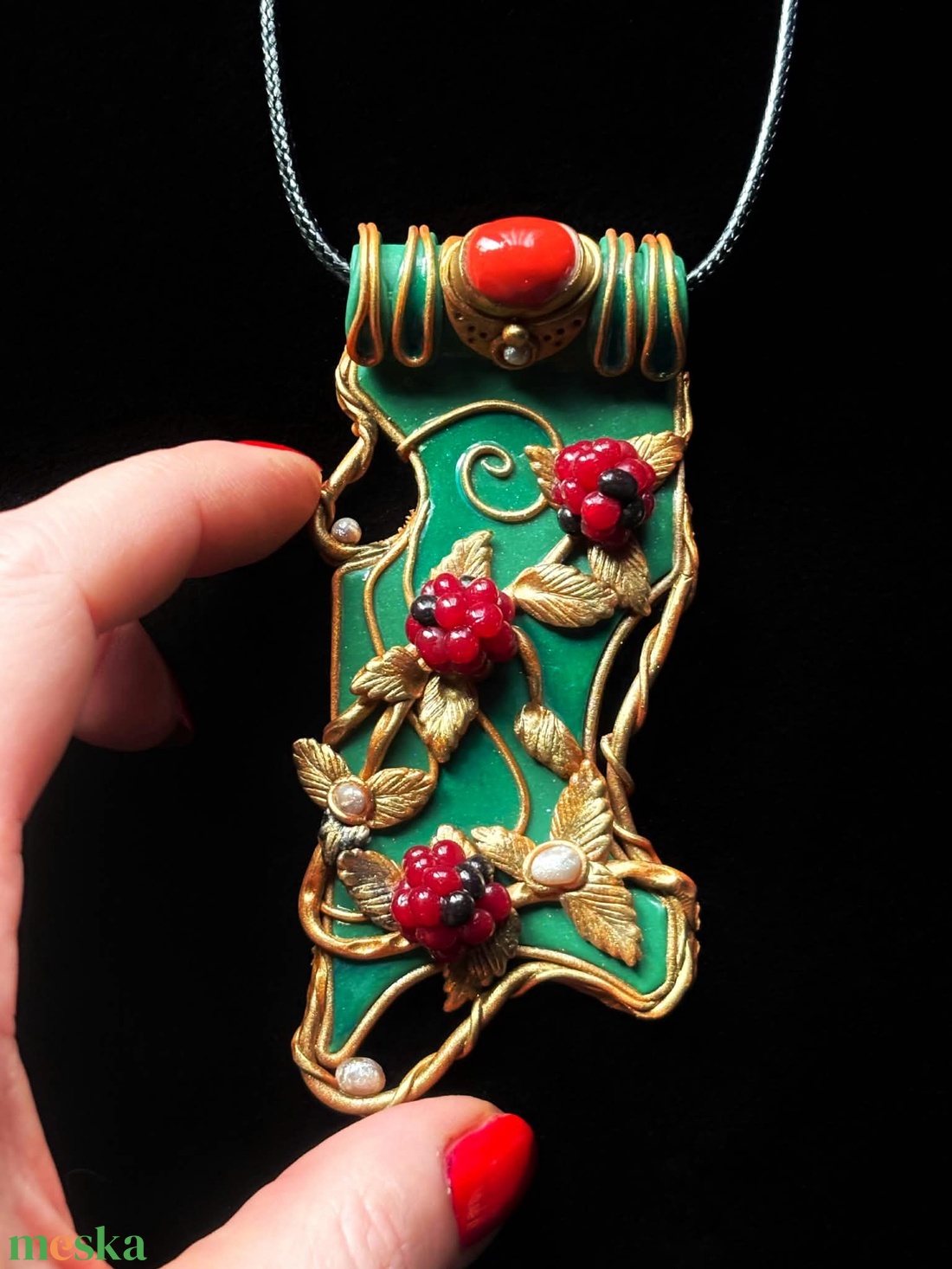 Málnás nyaklánc - ékszer - nyaklánc - medálos nyaklánc - Meska.hu