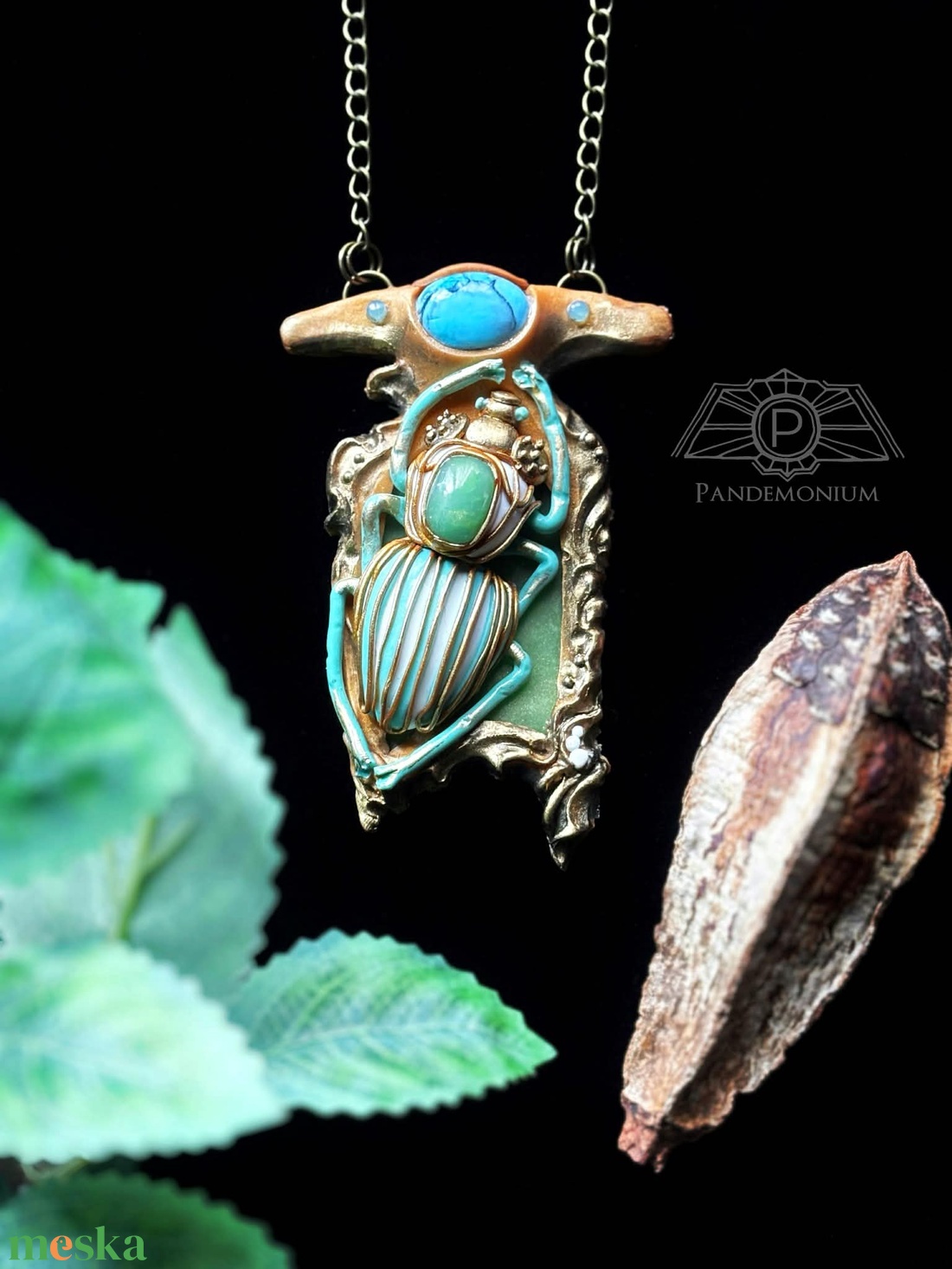 Egyiptomi nyakék (Scrab) - ékszer - nyaklánc - medálos nyaklánc - Meska.hu