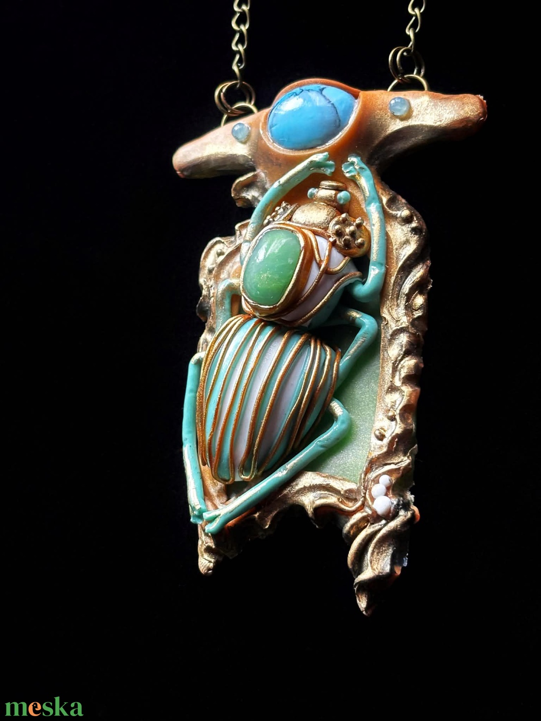 Egyiptomi nyakék (Scrab) - ékszer - nyaklánc - medálos nyaklánc - Meska.hu