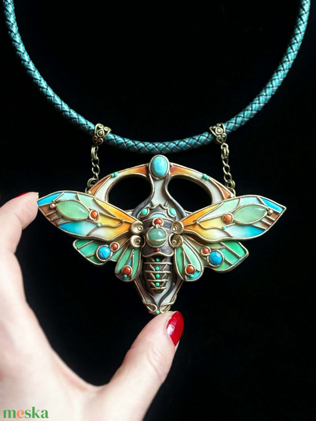 Art Nouveau pillangó nyaklánc - ékszer - nyaklánc - medálos nyaklánc - Meska.hu