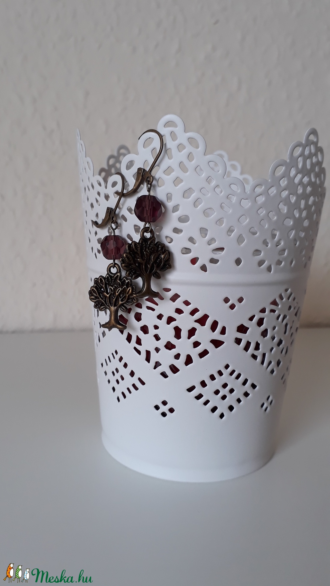 Bronz Fa motívumos fülbevaló - ékszer - fülbevaló - lógó fülbevaló - Meska.hu