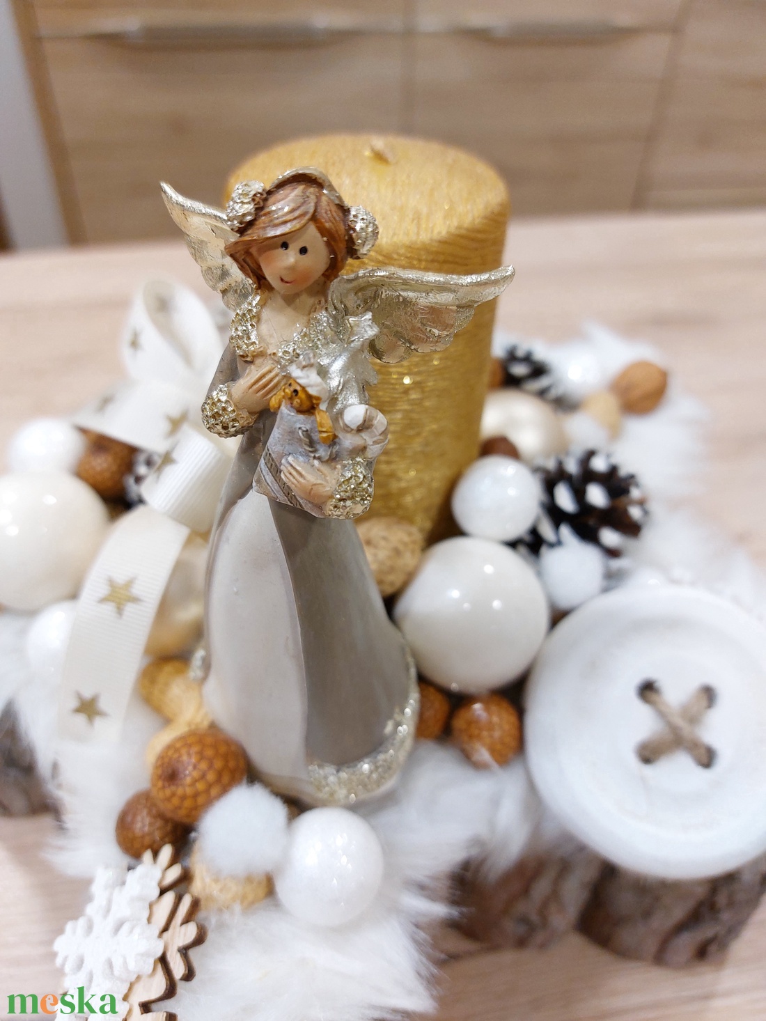 Karácsonyi angyalkás asztaldísz ,csillag alakú - otthon & életmód - dekoráció - asztal és polc dekoráció - asztaldísz - Meska.hu
