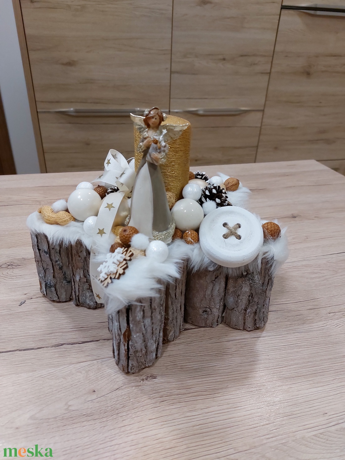 Karácsonyi angyalkás asztaldísz ,csillag alakú - otthon & életmód - dekoráció - asztal és polc dekoráció - asztaldísz - Meska.hu