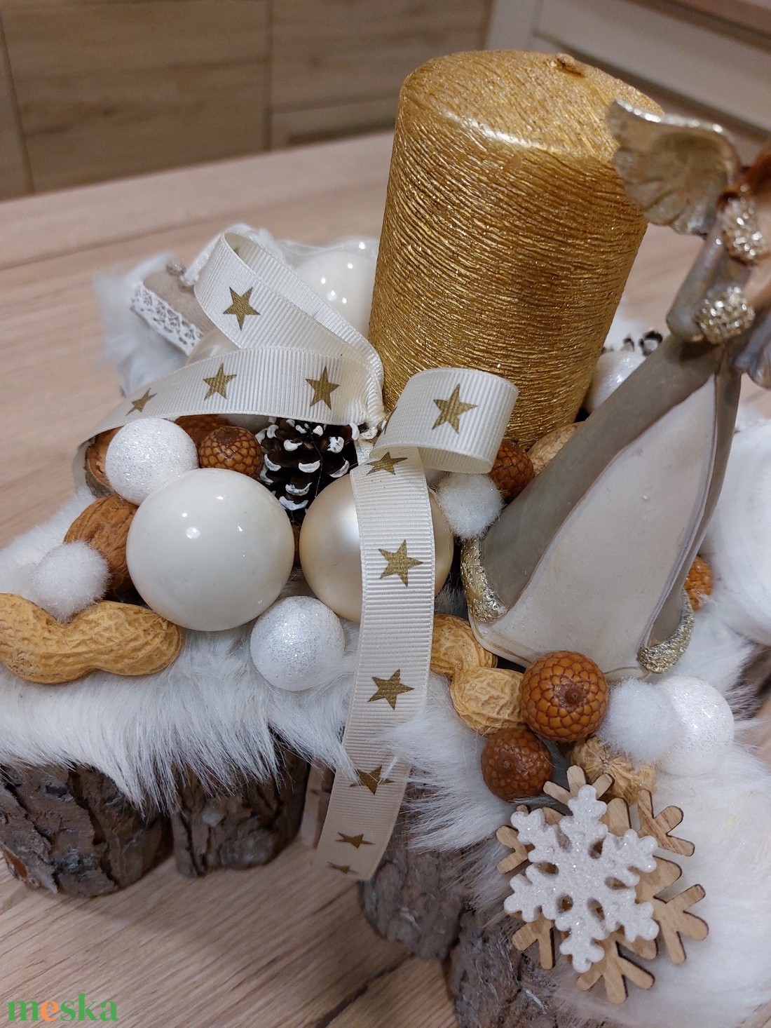 Karácsonyi angyalkás asztaldísz ,csillag alakú - otthon & életmód - dekoráció - asztal és polc dekoráció - asztaldísz - Meska.hu