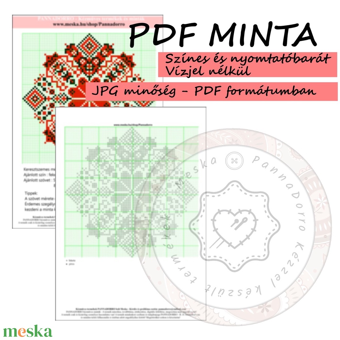 Keresztszemes modern egyedi minta, digitális letölthető PDF fájl, nyomtatható alap hímzés és egyéb kézimunkához - diy (csináld magad) - szabásminta, útmutató - Meska.hu