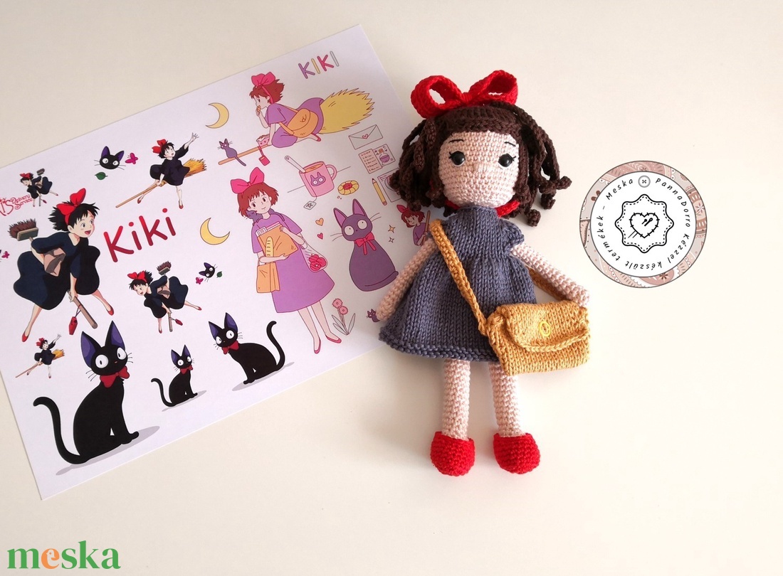 Kiki a boszorkányfutár anime amigurumi baba, kiki's delivery öltöztethető kislány, pamutból készült dekorációs játék - játék & sport - baba & babaház - baba - Meska.hu