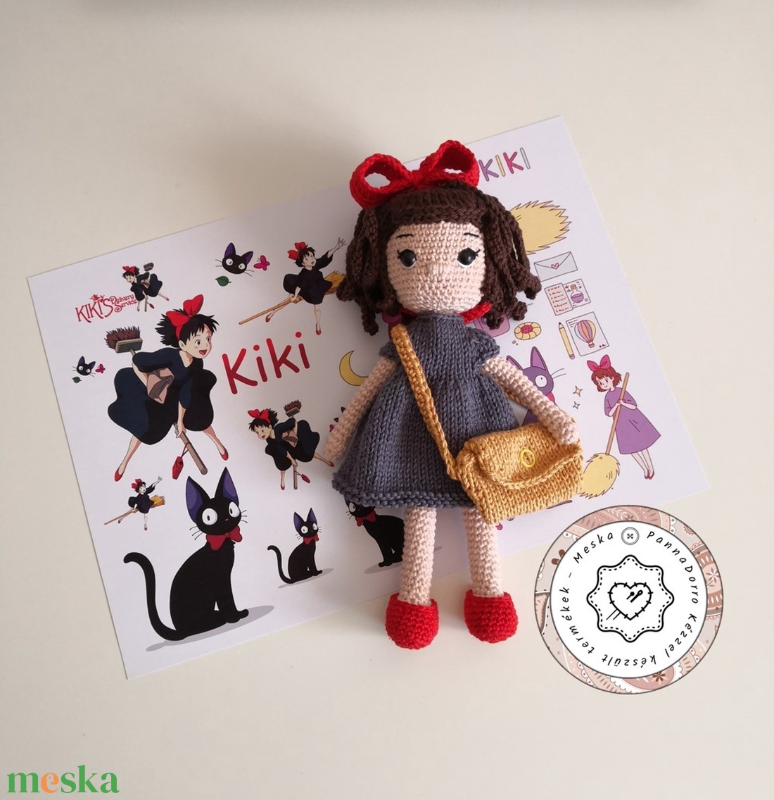 Kiki a boszorkányfutár anime amigurumi baba, kiki's delivery öltöztethető kislány, pamutból készült dekorációs játék - játék & sport - baba & babaház - baba - Meska.hu