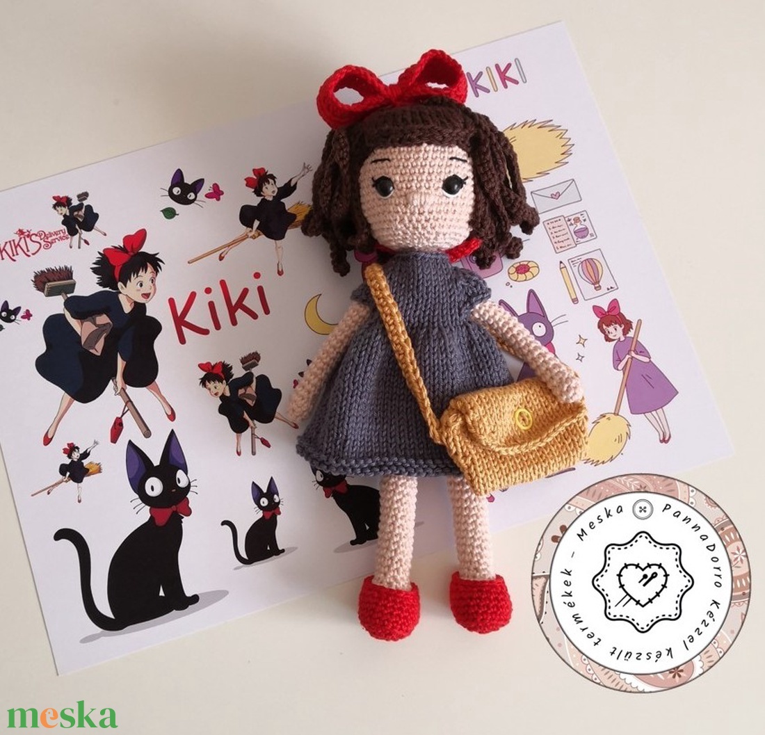 Kiki a boszorkányfutár anime amigurumi baba, kiki's delivery öltöztethető kislány, pamutból készült dekorációs játék - játék & sport - baba & babaház - baba - Meska.hu