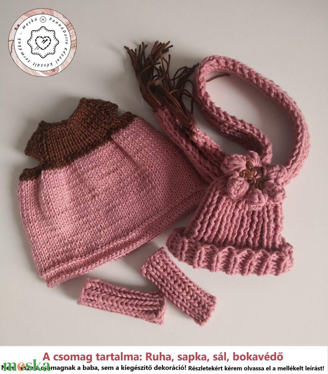 Ruha csomag Paola Reina 32 cm-es babákhoz, öltöztethető játékokhoz, kötött ruha, sál, sapka, bokavédő, 4 részes - játék & sport - baba & babaház - öltöztethető baba - Meska.hu