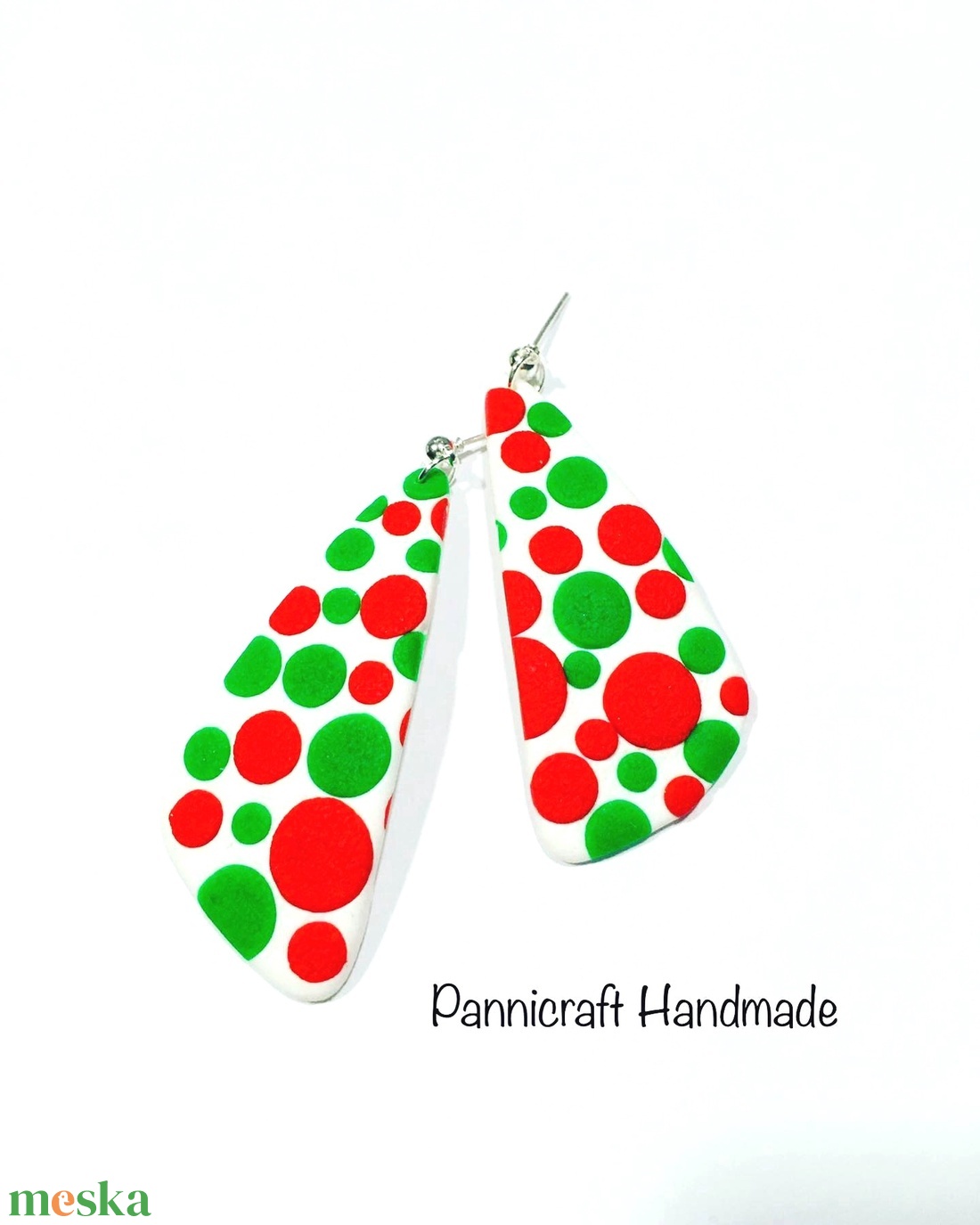 Téli pöttyvarázs gyurmafülbevaló - ékszer - fülbevaló - lógó csepp fülbevaló - Meska.hu