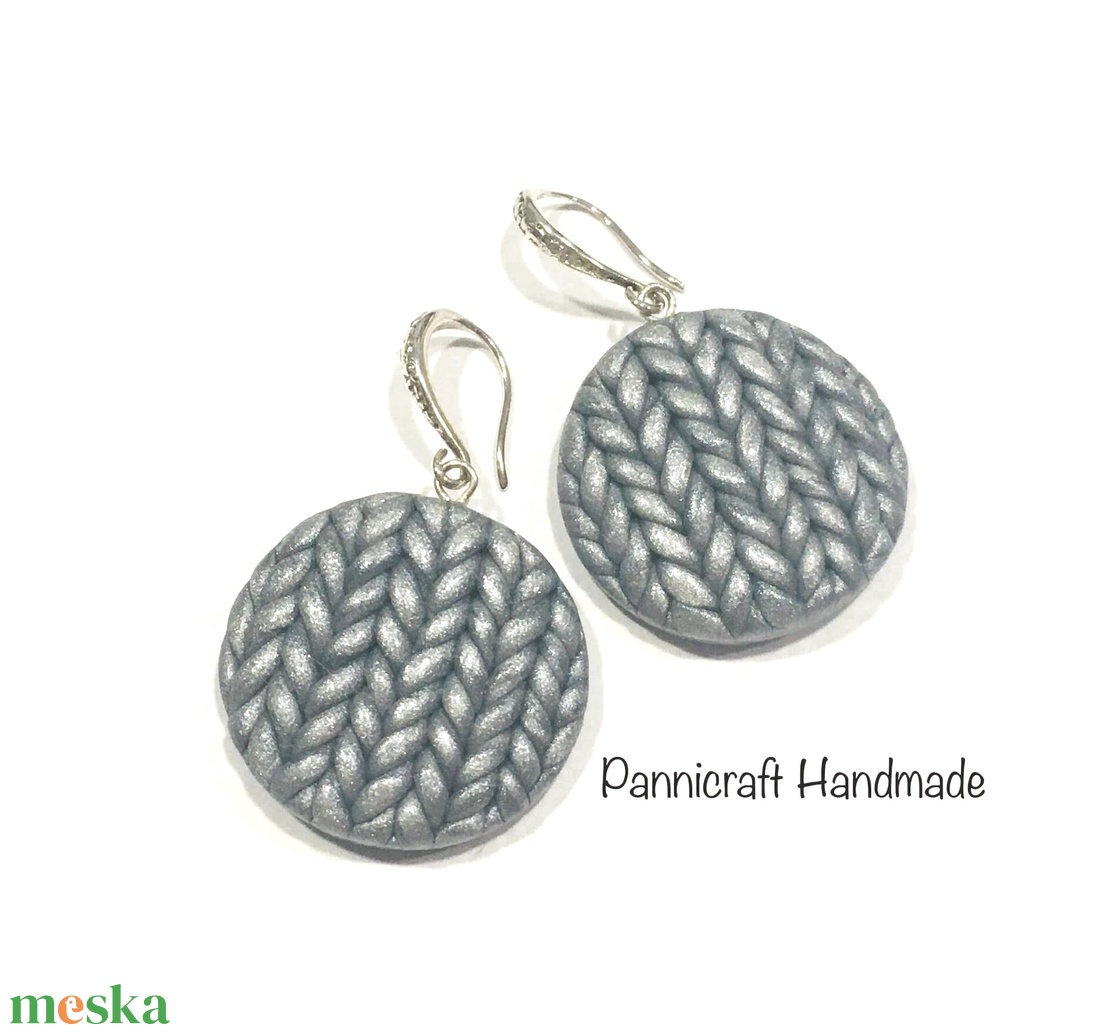 Ezüst kötött mintás füli  - ékszer - fülbevaló - lógós kerek fülbevaló - Meska.hu