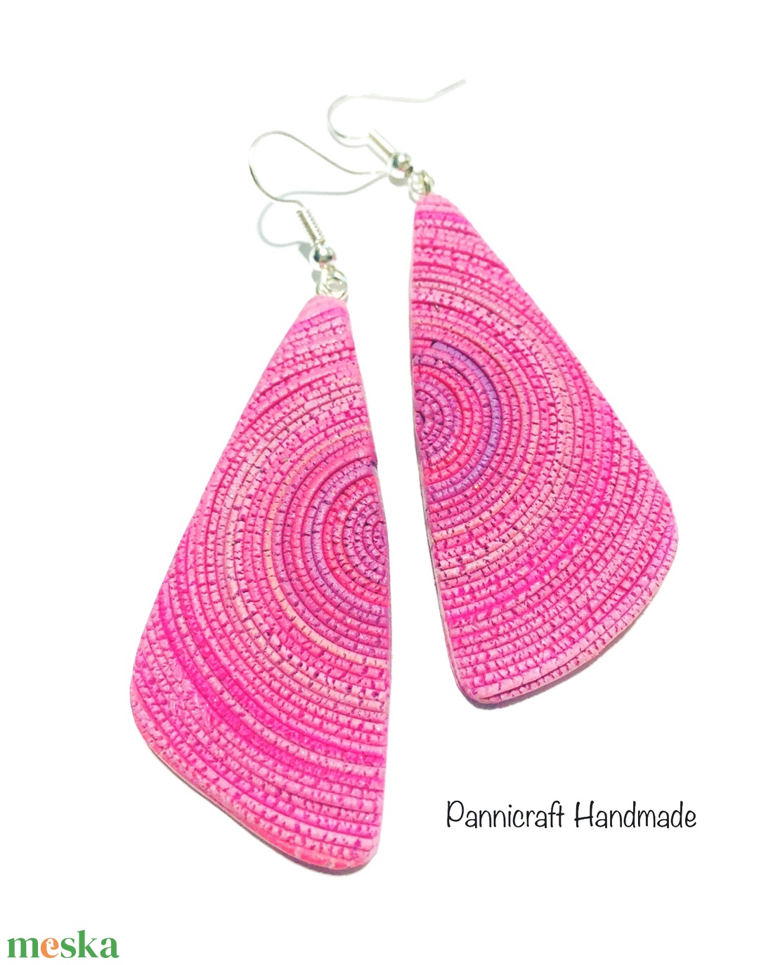 Pink spirálos ékszergyurma fülbevaló - ékszer - fülbevaló - lógó fülbevaló - Meska.hu