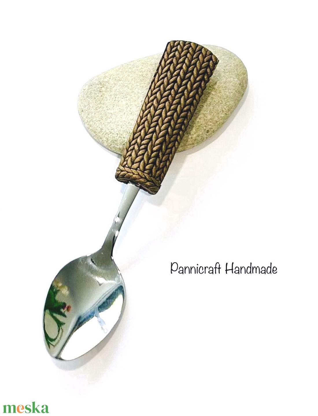 Óarany kötött mintás kanál - otthon & életmód - konyhafelszerelés, tálalás - tálalás - kanál & villa - Meska.hu