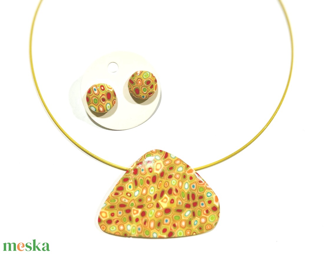 Piros-sárga milleriori ékszerszett - ékszer - ékszerszett - Meska.hu