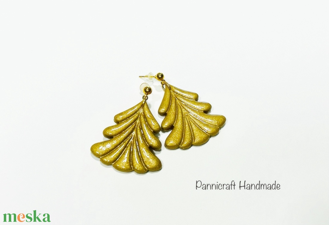 Aranyló elegancia kézműves polymer fülbevaló - ékszer - fülbevaló - lógó fülbevaló - Meska.hu