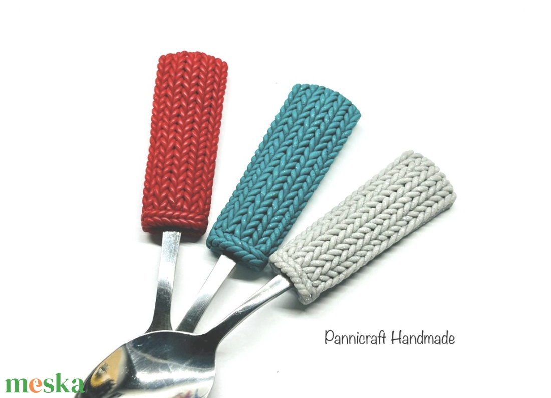 Kötött mintás kanál - otthon & életmód - konyhafelszerelés, tálalás - tálalás - kanál & villa - Meska.hu