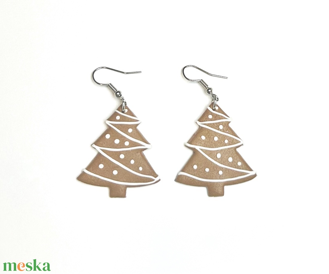 Mézeskalács fenyő gyurmafülbevaló - ékszer - fülbevaló - lógó fülbevaló - Meska.hu