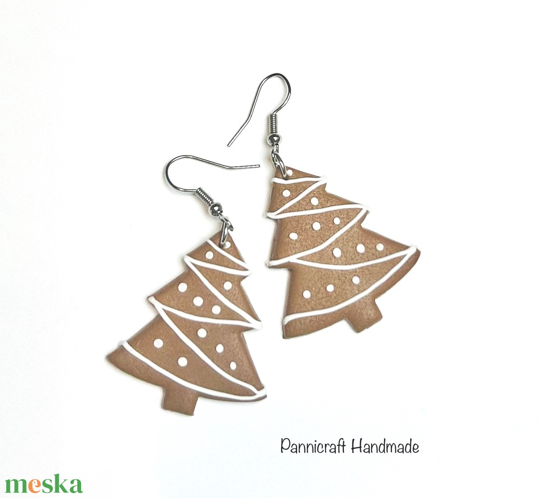 Mézeskalács fenyő gyurmafülbevaló - ékszer - fülbevaló - lógó fülbevaló - Meska.hu
