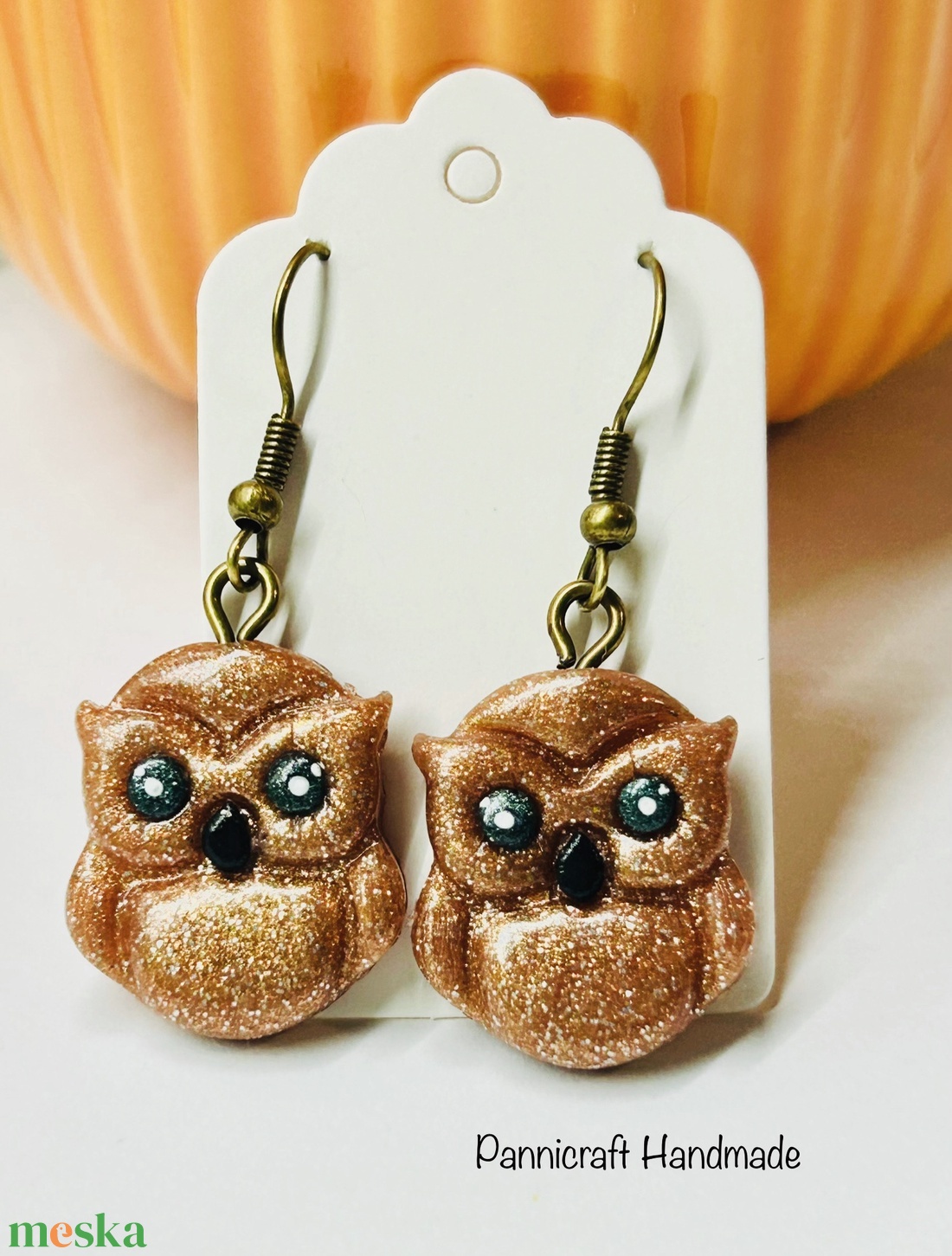 Csillogó bagoly fülbevaló - ékszer - fülbevaló - lógó fülbevaló - Meska.hu