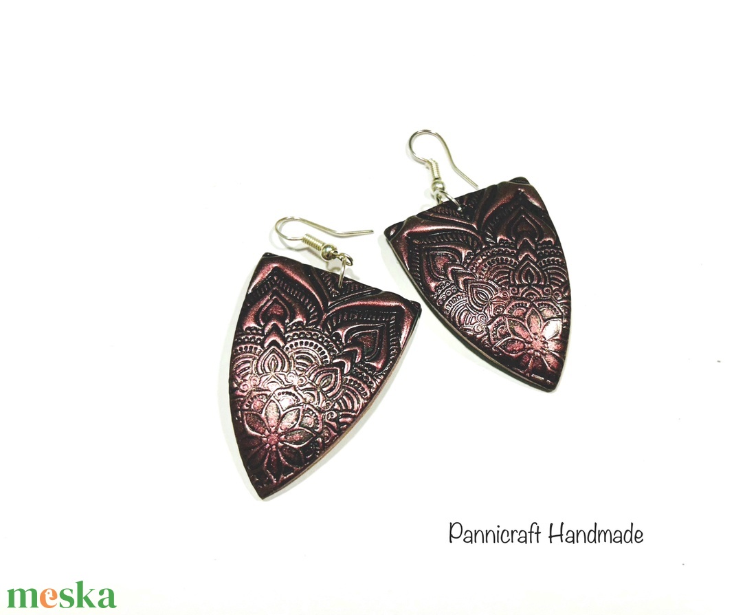 Mandala mintás gyurmafülbevaló - ékszer - fülbevaló - lógó fülbevaló - Meska.hu