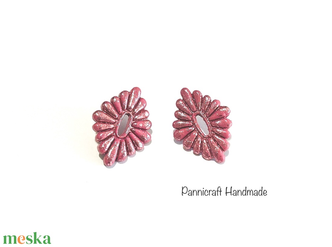 Csillogó rózsaszín szirmok gyurmafülbevaló - ékszer - fülbevaló - fülékszer - Meska.hu