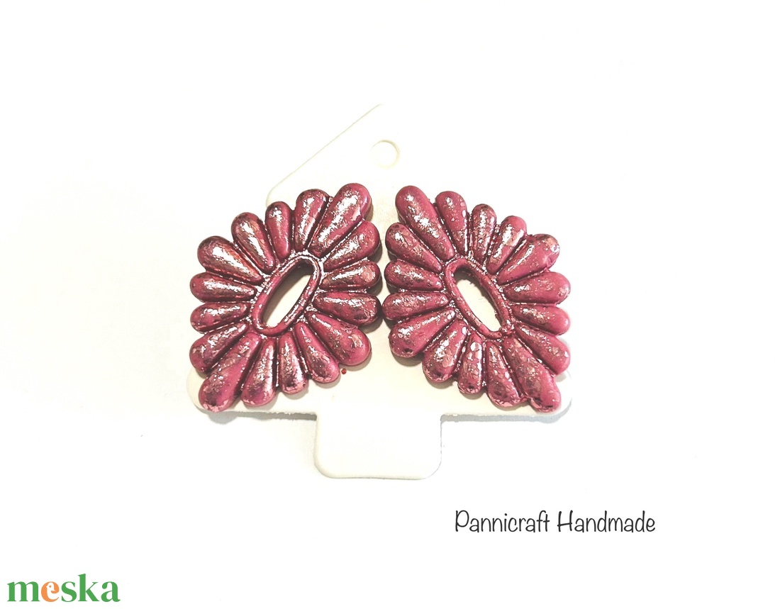 Csillogó rózsaszín szirmok gyurmafülbevaló - ékszer - fülbevaló - fülékszer - Meska.hu