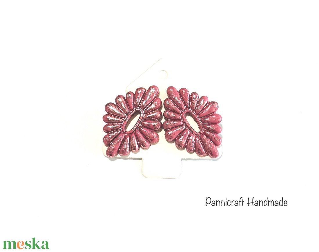 Csillogó rózsaszín szirmok gyurmafülbevaló - ékszer - fülbevaló - fülékszer - Meska.hu