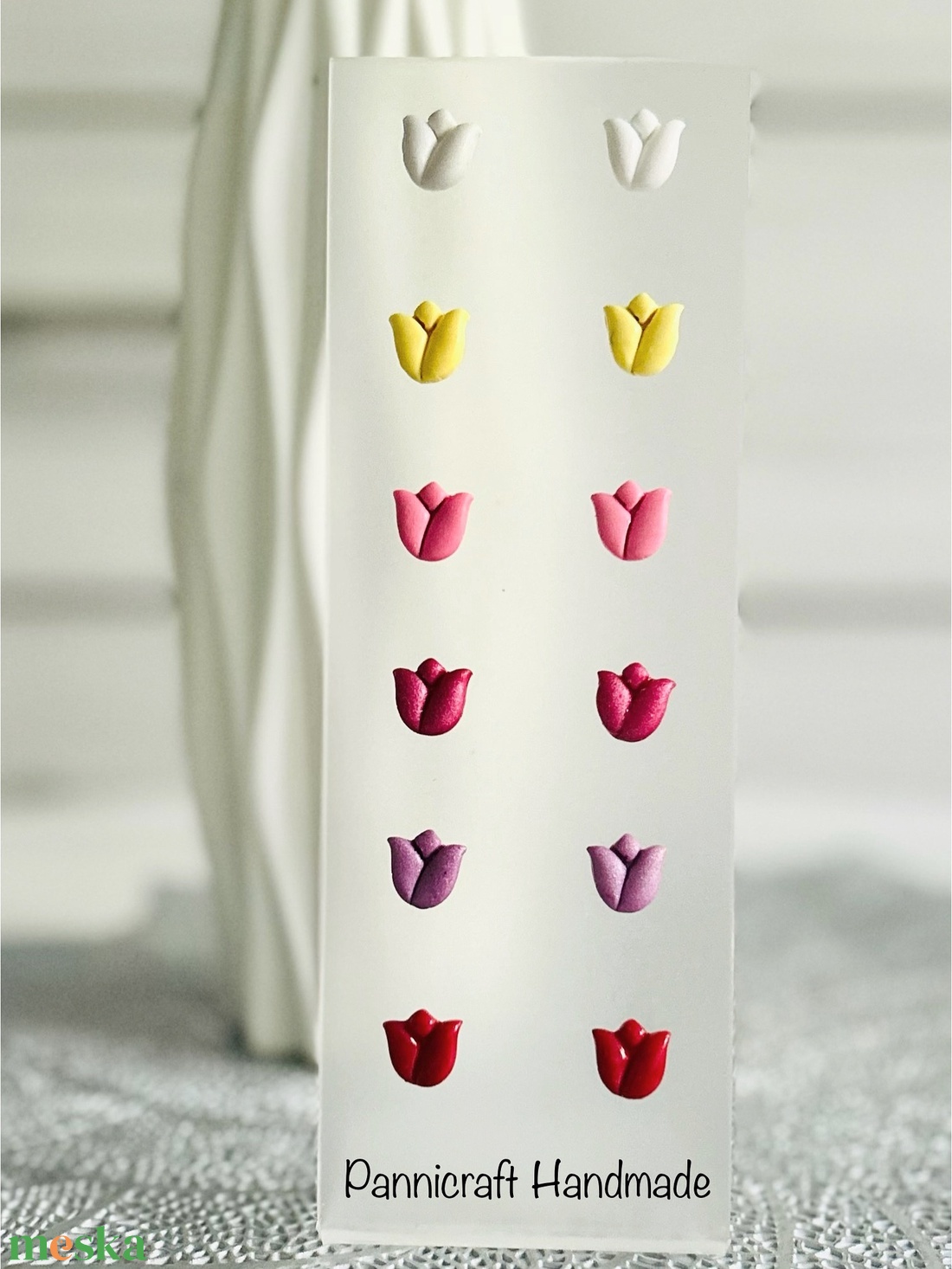 Tulipán gyurmafülbevaló - ékszer - fülbevaló - pötty fülbevaló - Meska.hu