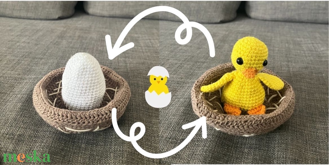Kifordítható Csibe/Tojás horgolásminta - diy (csináld magad) - szabásminta, útmutató - horgolási minta - Meska.hu