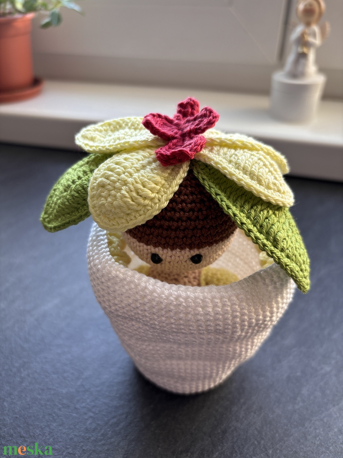 Orchidea virágtündér - egyedi kézműves baba  - otthon & életmód - virágdekoráció - virágdíszek - asztali virágdísz - Meska.hu