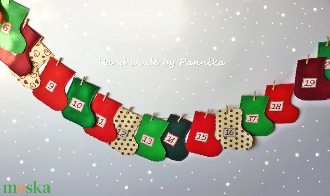 AkciÓ! Adventi naptár  csizmácskák - karácsony - adventi díszek - adventi naptár - Meska.hu