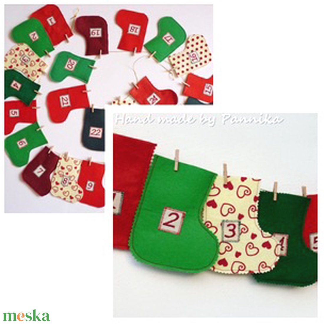 AkciÓ! Adventi naptár  csizmácskák - karácsony - adventi díszek - adventi naptár - Meska.hu