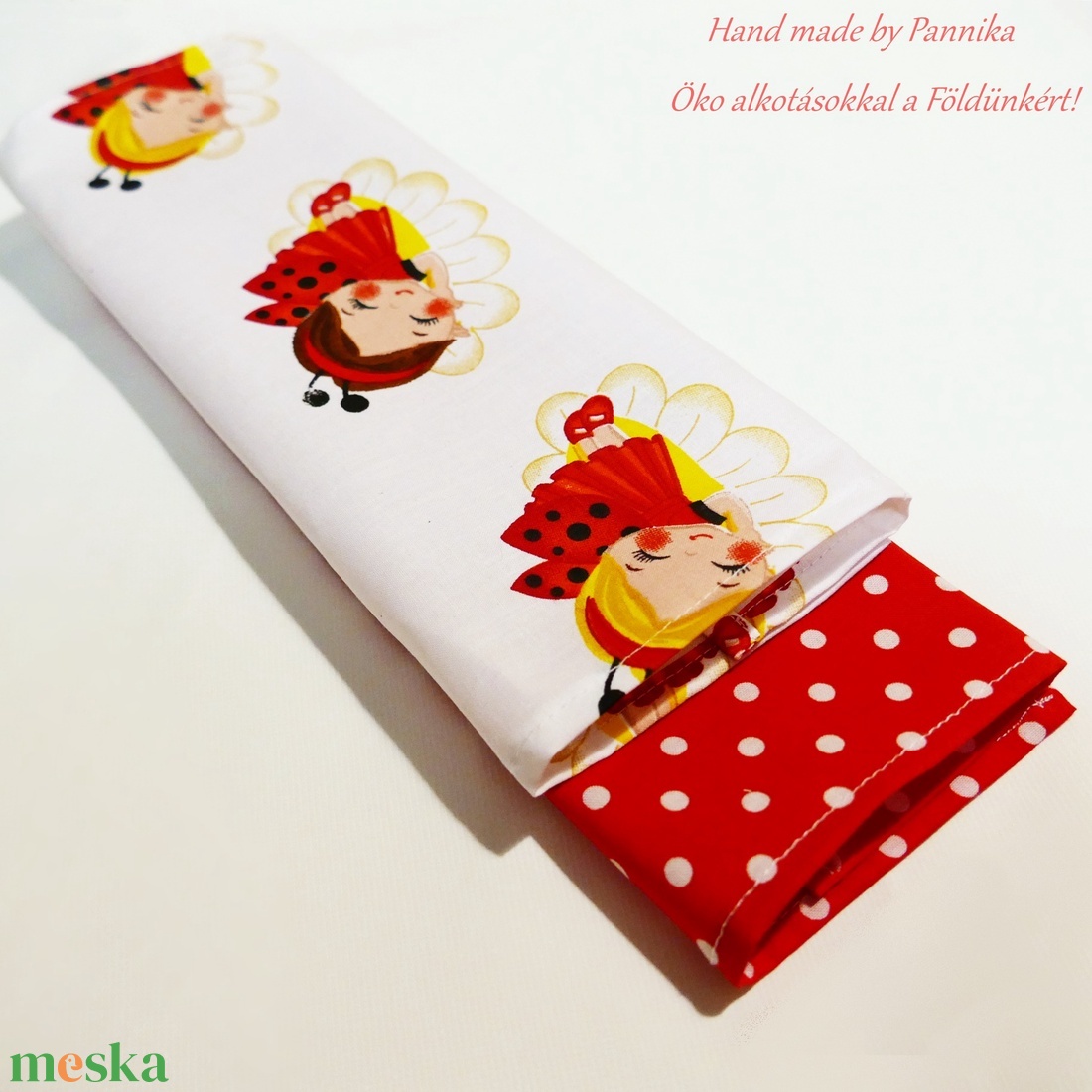 Öko szalvéta, zsebkendő, alátét 2db-os szett (katicás-pöttyös) - otthon & életmód - konyhafelszerelés, tálalás - Meska.hu