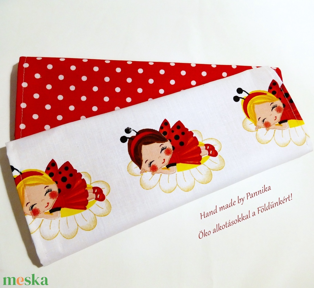 Öko szalvéta, zsebkendő, alátét 2db-os szett (katicás-pöttyös) - otthon & életmód - konyhafelszerelés, tálalás - Meska.hu