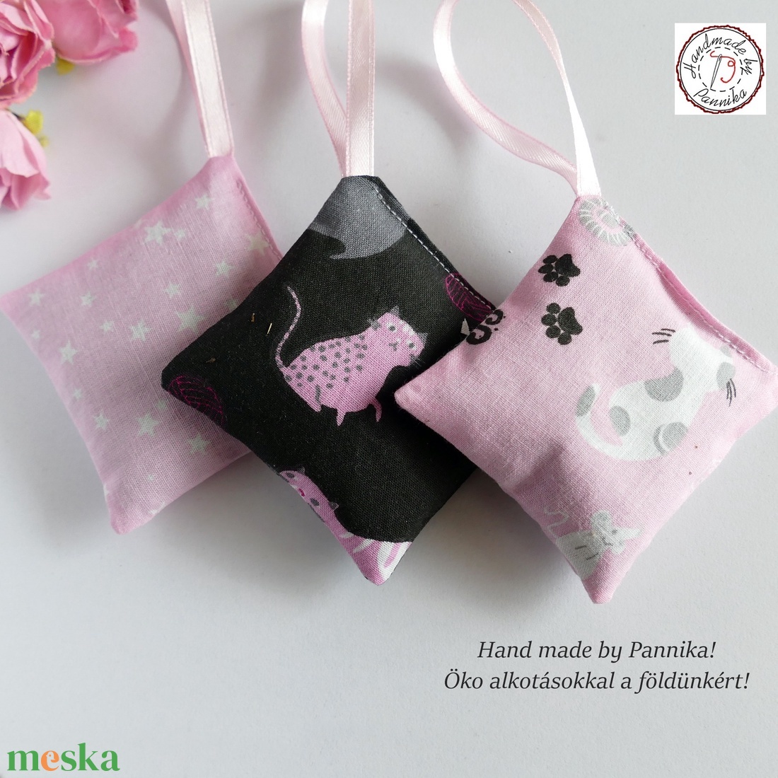 Levendula párnácskák 3 darab /Cicusos-csillagos - otthon & életmód - gyertya, illat, aroma - illatzsák - Meska.hu