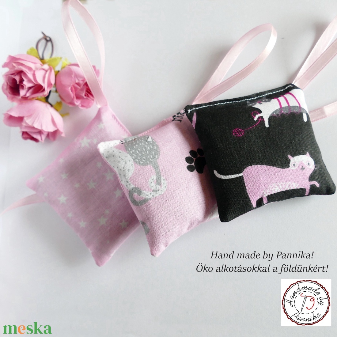 Levendula párnácskák 3 darab /Cicusos-csillagos - otthon & életmód - gyertya, illat, aroma - illatzsák - Meska.hu