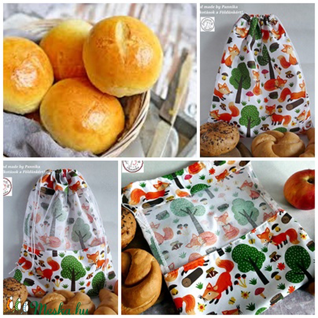 ÖKO  zsákkal a jövőnkért! NAGY méret (RÓKA móka NoWaste csomagolás! - táska & tok - bevásárlás & shopper táska - zöldség/gyümölcs zsák - Meska.hu