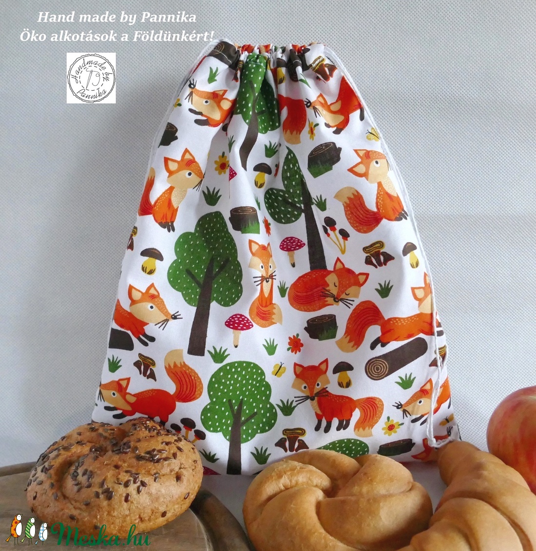 ÖKO  zsákkal a jövőnkért! NAGY méret (RÓKA móka NoWaste csomagolás! - táska & tok - bevásárlás & shopper táska - zöldség/gyümölcs zsák - Meska.hu
