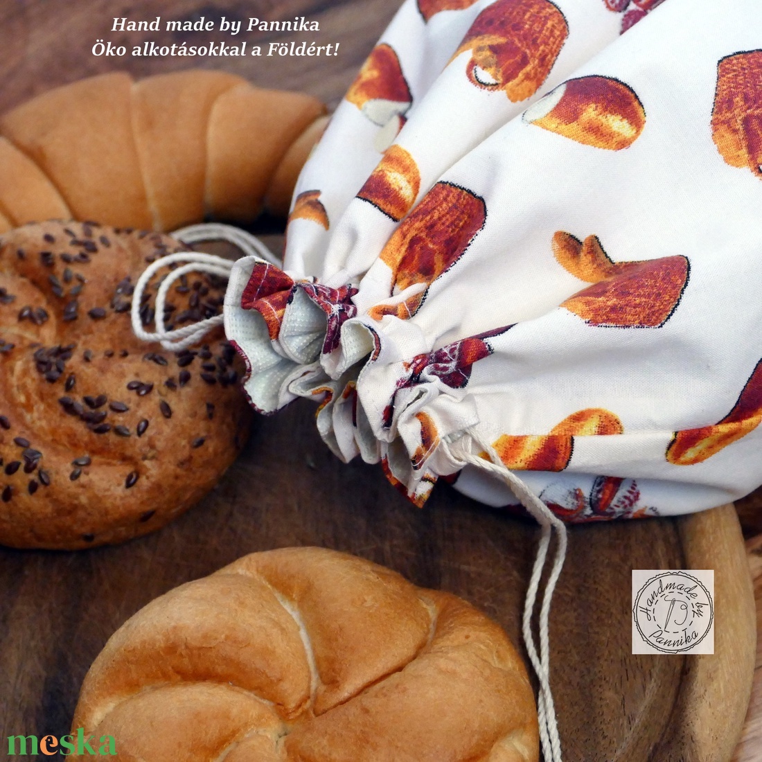 Péksütis zsák, uzsonnás zsák  - táska & tok - uzsonna- & ebéd tartó - szendvics csomagoló - Meska.hu