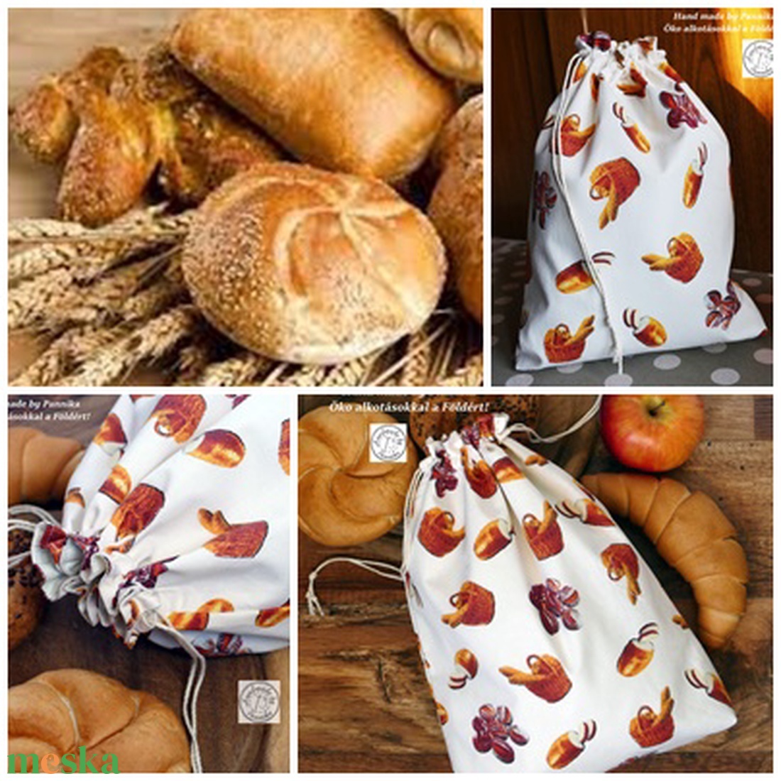 Péksütis zsák, uzsonnás zsák  - táska & tok - uzsonna- & ebéd tartó - szendvics csomagoló - Meska.hu