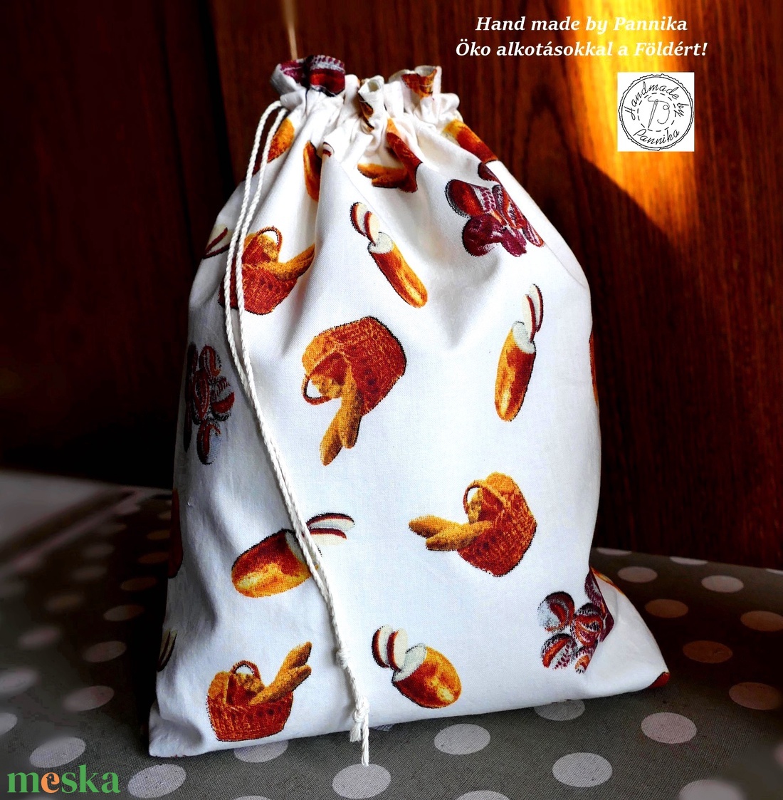 Péksütis zsák, uzsonnás zsák  - táska & tok - uzsonna- & ebéd tartó - szendvics csomagoló - Meska.hu