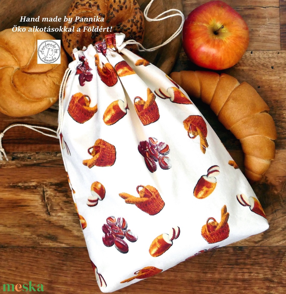 Péksütis zsák, uzsonnás zsák  - táska & tok - uzsonna- & ebéd tartó - szendvics csomagoló - Meska.hu