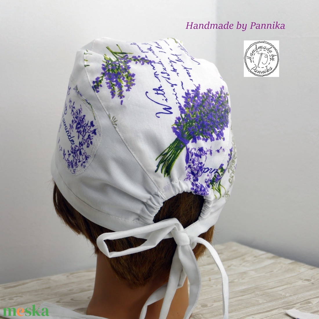 Textil műtős sapka Levendula mintás - ruha & divat - sál, sapka, kendő - sapka - Meska.hu