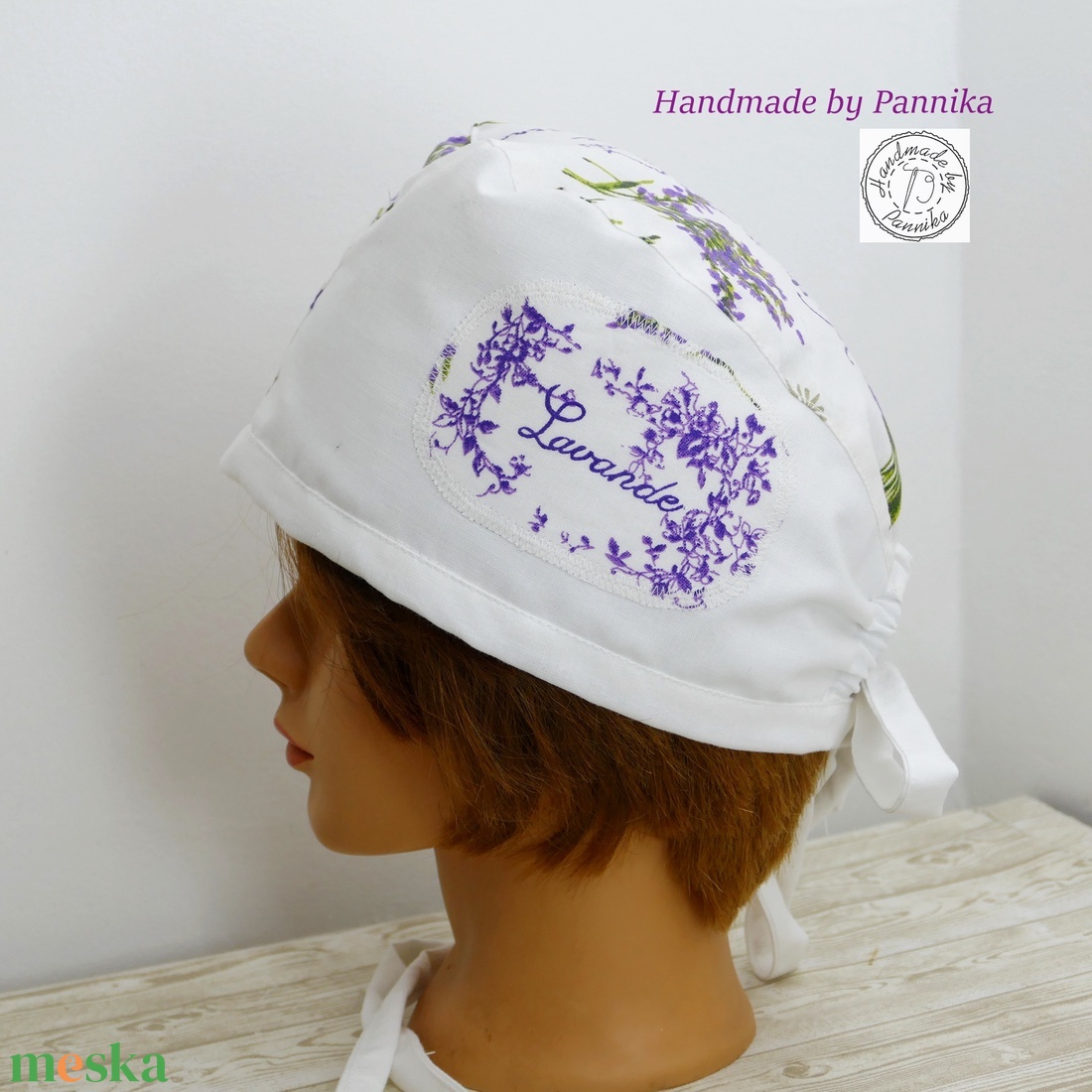 Textil műtős sapka Levendula mintás - ruha & divat - sál, sapka, kendő - sapka - Meska.hu