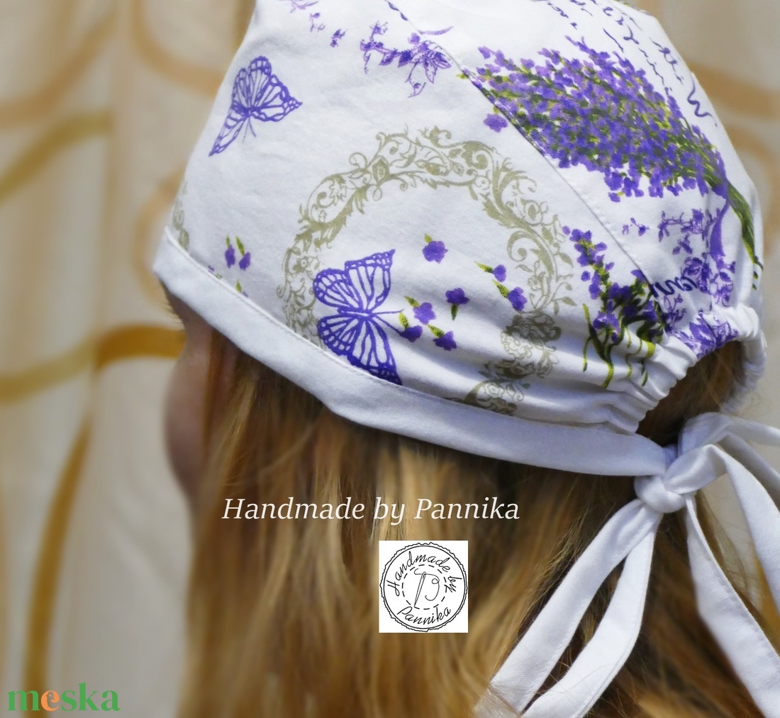 Textil műtős sapka Levendula mintás - ruha & divat - sál, sapka, kendő - sapka - Meska.hu